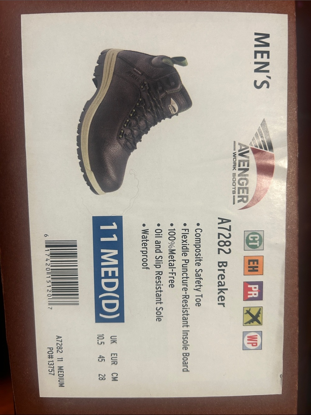Avenger A7282 Breaker Men's Dark Brown Work Boot